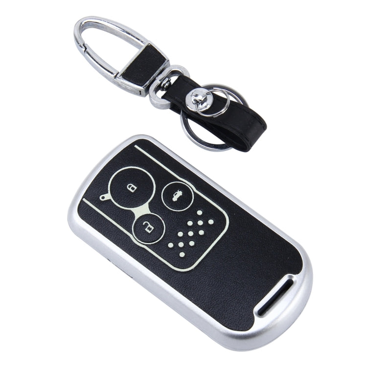 Car Auto PU Leather Intelligence Luminous Effect Key Ring Protection Cover for Eighth Generation Accord Ninth Generation Civic(Silver)