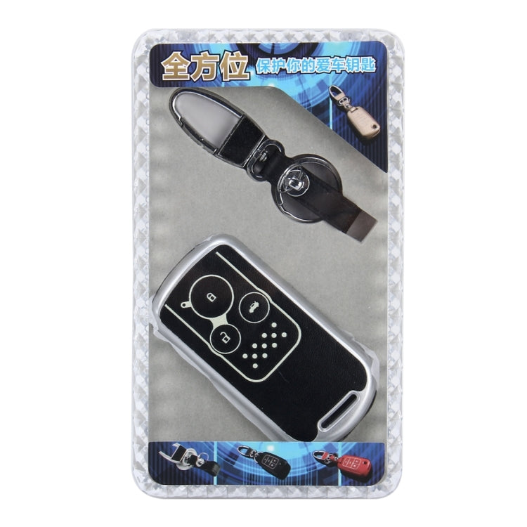 Car Auto PU Leather Intelligence Luminous Effect Key Ring Protection Cover for Eighth Generation Accord Ninth Generation Civic(Silver)