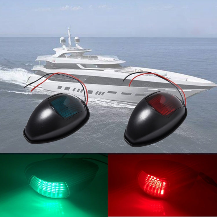 2 PCS DC10-30V 2W IP66 Marine Boat LED Navigation Lights Black Housings Port Starboard Red & Green Side Light