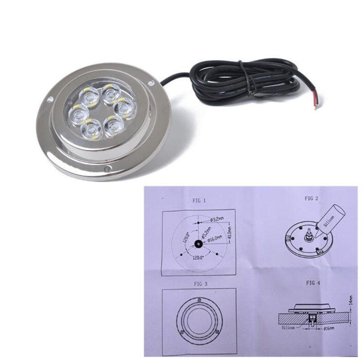 DC 10-30V 12W IP68 316 Stainless 6 LEDs Blue Light Underwater Light Boat High Power Bright for Marine / Yacht