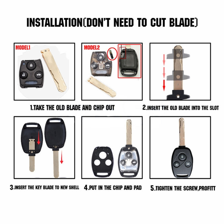 Replacement Non-embryo Car Key Case for HONDA 3 + 1 Button Car Keys, without Battery