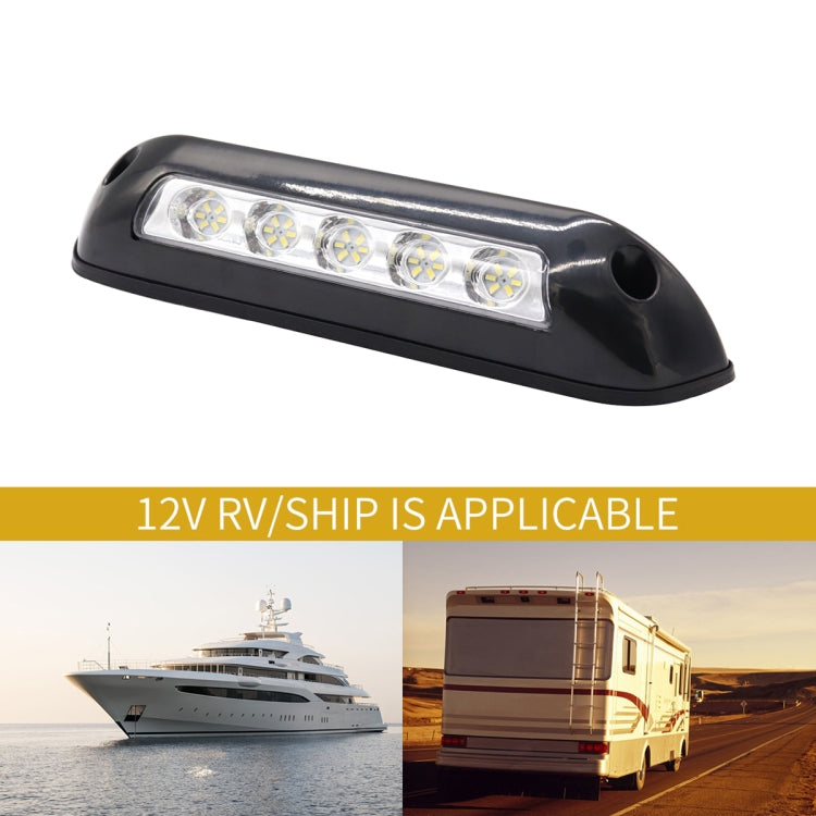 DC 12V 2.6W 6000K IP67 Marine RV Waterproof LED Stair Deck Dome Light Ceiling Lamp, Black Shell and Rubber Base