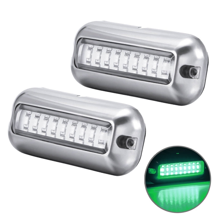 2 PCS MK-027 Ship / Yacht 10-30V 27LEDs Waterproof Stainless Steel Underwater Light(Green Light)