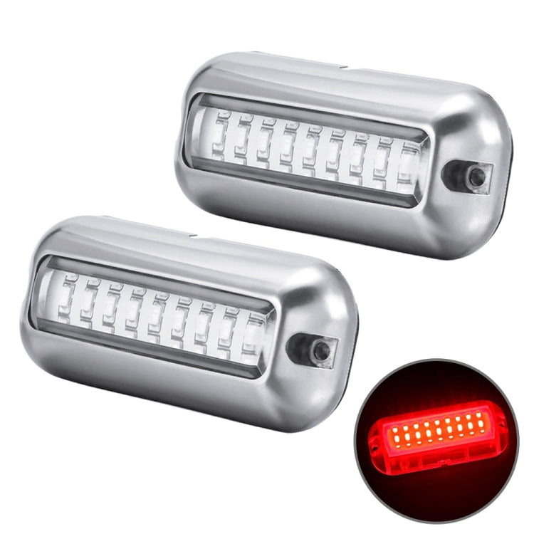 2 PCS MK-027 Ship / Yacht 10-30V 27LEDs Waterproof Stainless Steel Underwater Light(Red Light)