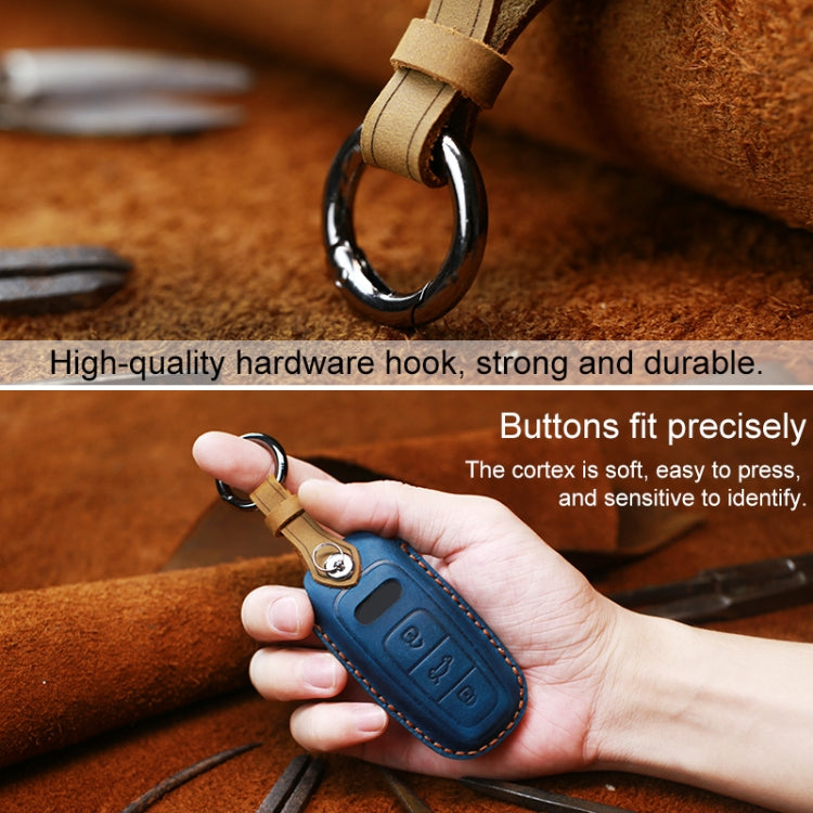 For Audi Series Car Cowhide Leather Key Protective Cover Key Case, C Version 2018 and Above (Brown)
