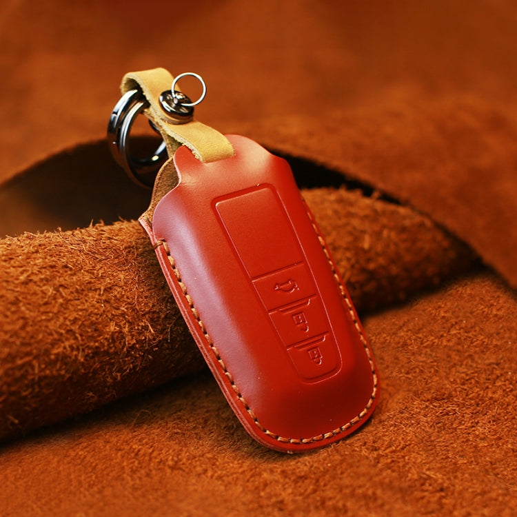 For Toyota Car Cowhide Leather Key Protective Cover Key Case, Three Keys Version (Red)