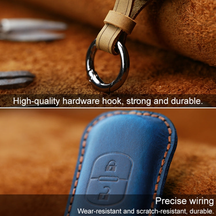 For Mazda Old Style Hallmo Car Cowhide Leather Key Protective Cover Key Case, Two Keys Version(Brown)