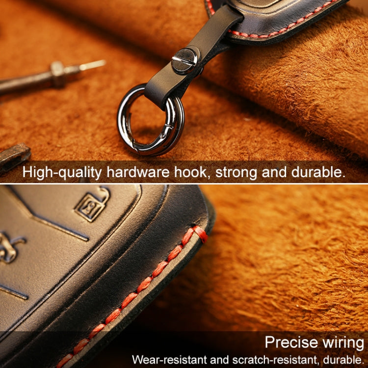 For Cadillac Car Cowhide Leather Key Protective Cover Key Case, Four Keys Version (Black)