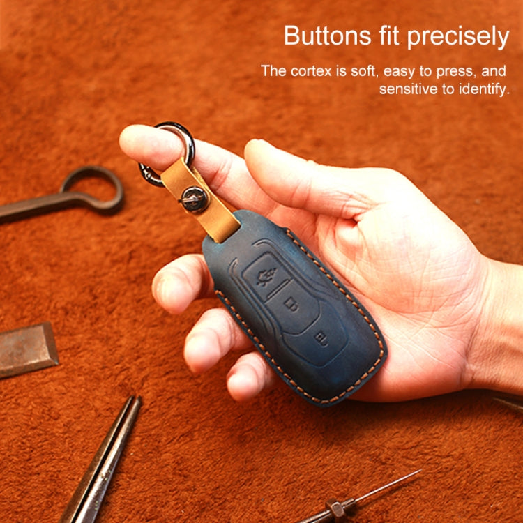 For Ford Old Style Car Cowhide Leather Key Protective Cover Key Case (Brown)