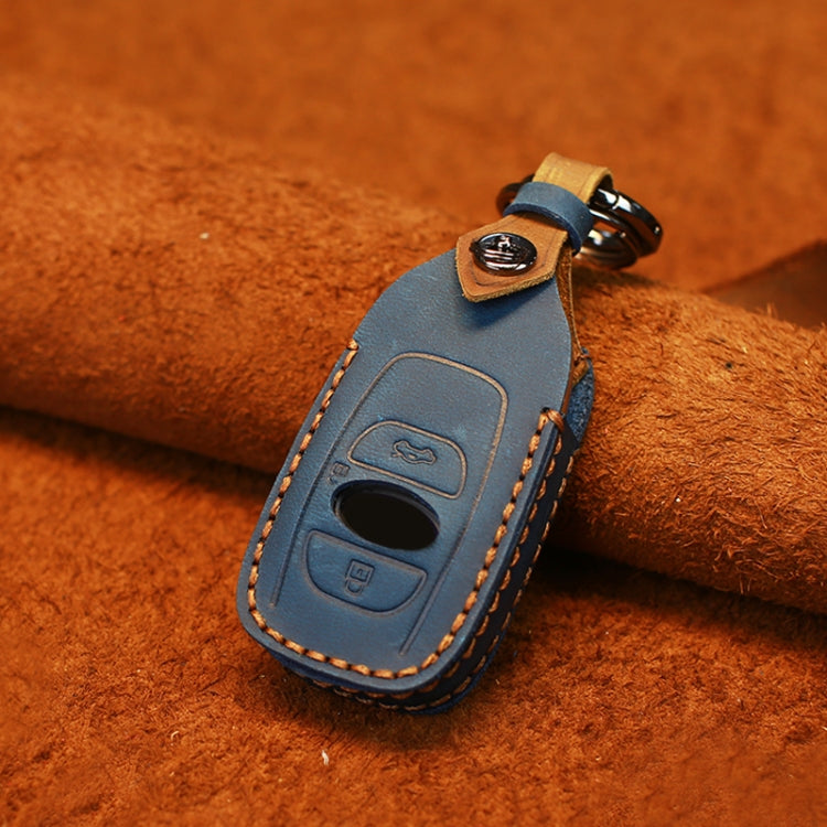 For Subaru Car Cowhide Leather Key Protective Cover Key Case (Blue)
