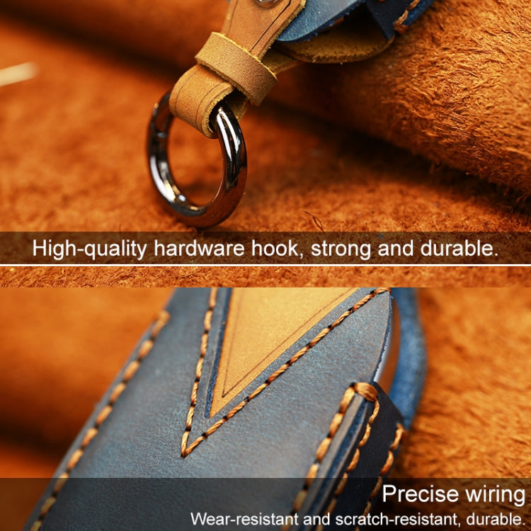 For Subaru Car Cowhide Leather Key Protective Cover Key Case (Blue)