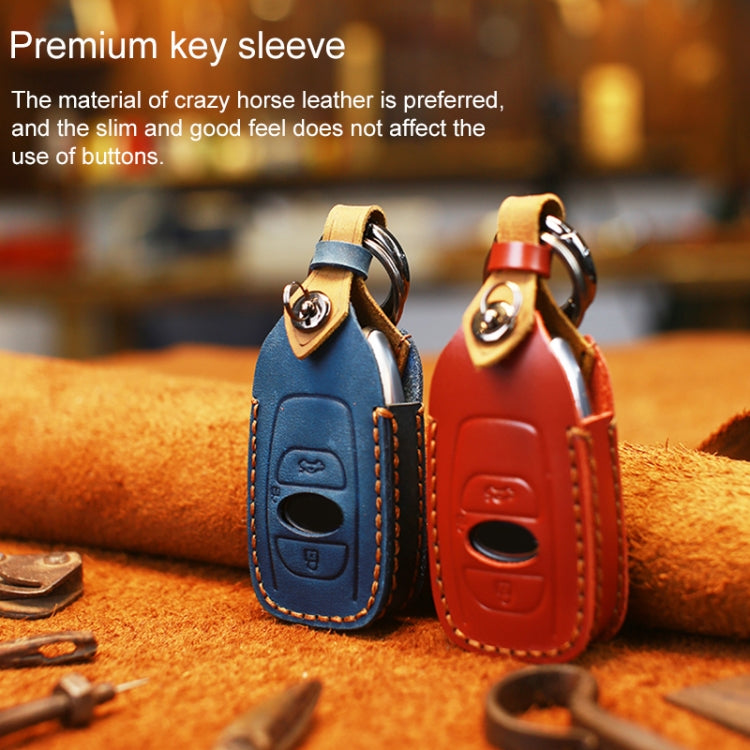 For Subaru Car Cowhide Leather Key Protective Cover Key Case (Blue)