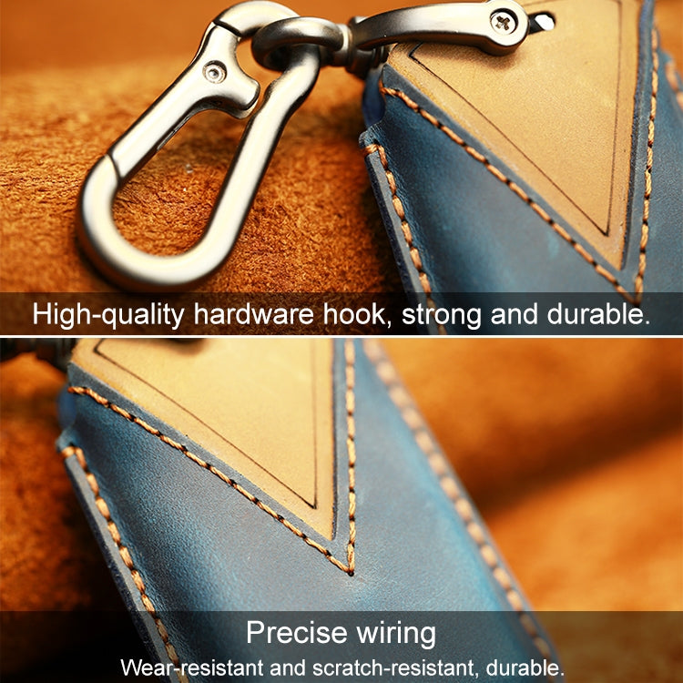 For Land Rover Car Cowhide Leather Key Protective Cover Key Case (Brown)