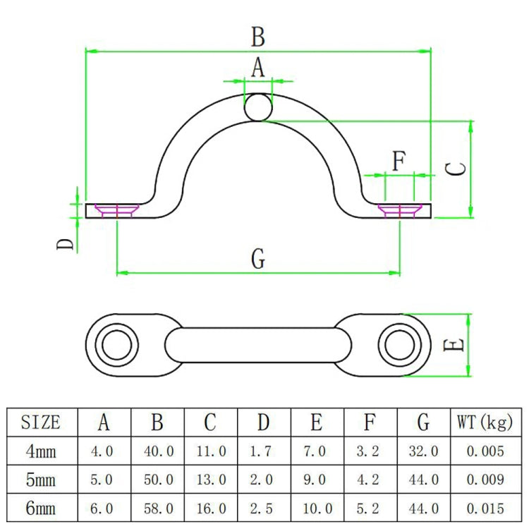10 PCS 316 Stainless Steel Yacht Bow Handle, Size:5mm