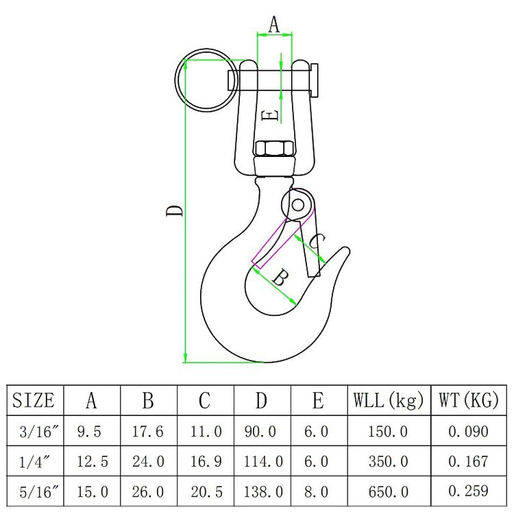350kg Load Bearing 304 Stainless Steel Rotatable Fork Hoist Chain Lifting Cargo Hook