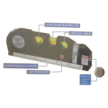 Multipurpose Fixit Laser Levelpro3 Measuring Equipment 8FT/250cm