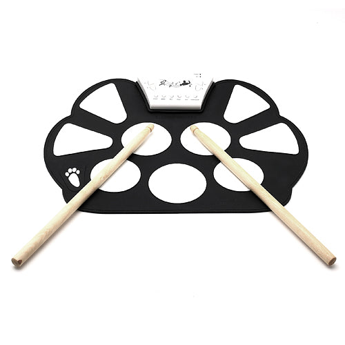 Silicone Roll-Up Electronic USB Drum Kit Percussion Musical Instrument Black & White