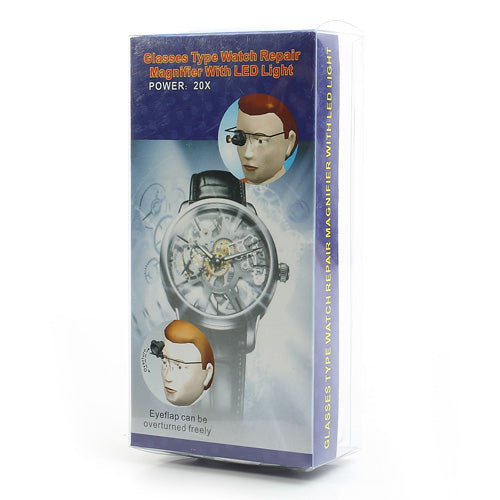 20X Eye Glasses Type Watch Repair Magnifier with LED Light