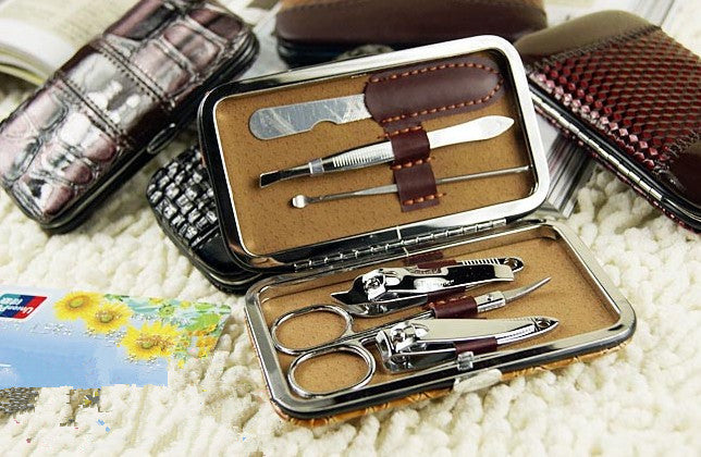 6 in 1 Make-up Manicure Tool Set with Leather Protective Case