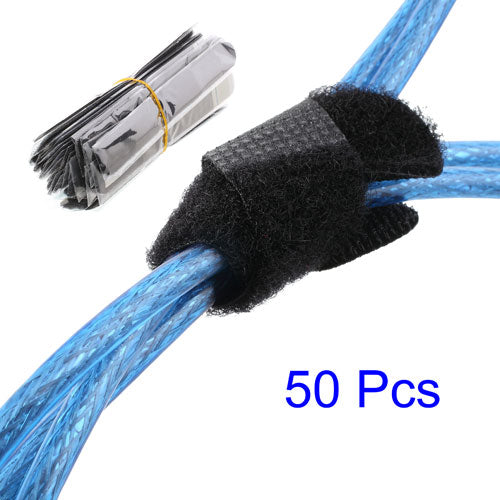Black 50pcs/lot Nylon Cable Ties Magic Tape Strap for Wire Cord Binding Management Organizer 18cm x 2cm (LxW)