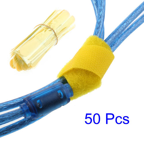 Yellow 50pcs/lot Nylon Cable Ties Magic Tape Strap for Wire Cord Binding Management Organizer 18cm x 2cm (LxW)