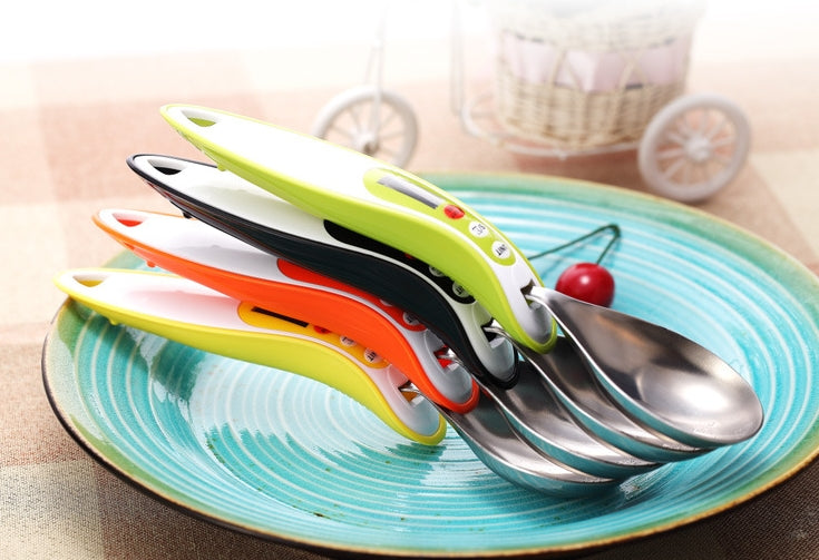 300g/0.1g Digital LCD Spoon Food Weight Electronic Measure Scale - Black