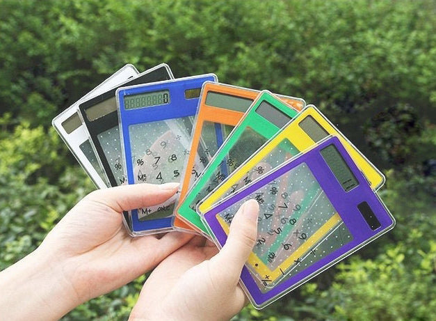 Portable Transparent Solar Power Touch Screen LCD 8 Digit Electronic Calculator