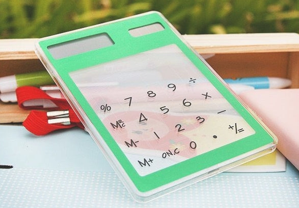 Portable Transparent Solar Power Touch Screen LCD 8 Digit Electronic Calculator