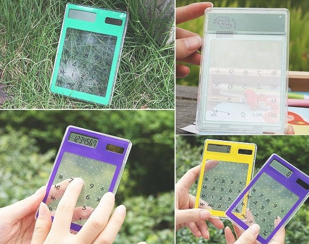 Portable Transparent Solar Power Touch Screen LCD 8 Digit Electronic Calculator