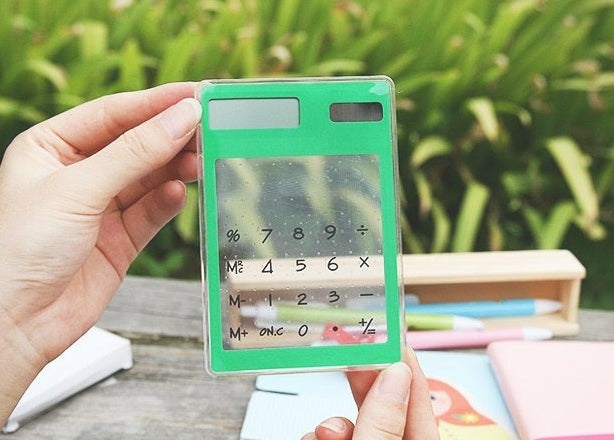 Portable Transparent Solar Power Touch Screen LCD 8 Digit Electronic Calculator