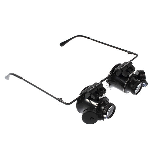 20X Binoculus Magnifier Eyewear Style Watch Repair Loupe with LED Light 9892A-II