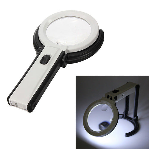 2 x 120mm Foldable Desk-type Handheld 10 LED Lighted Lamp Magnifier