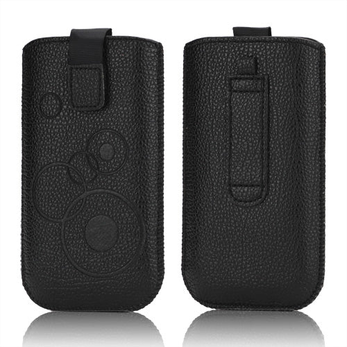 Circles Leahter Pouch Case with Pull Tab for Samsung Galaxy S3 III i9300 S4 i9500 i9250 For LG E960 - Black