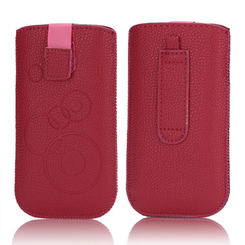 Circles Leahter Pouch Case with Pull Tab for Samsung Galaxy S3 III i9300 S4 i9500 i9250 For LG E960 - Rose