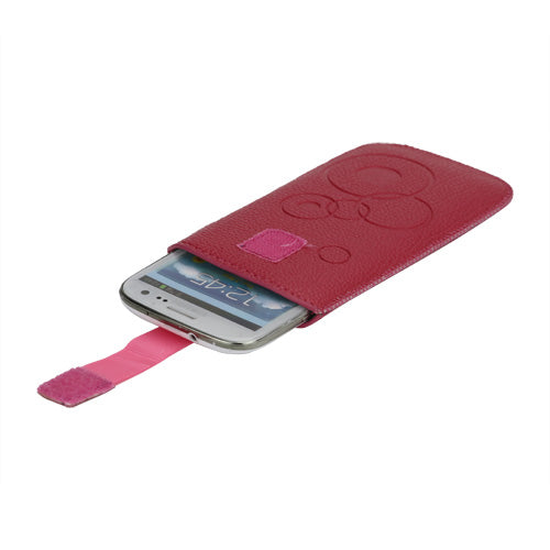 Circles Leahter Pouch Case with Pull Tab for Samsung Galaxy S3 III i9300 S4 i9500 i9250 For LG E960 - Rose