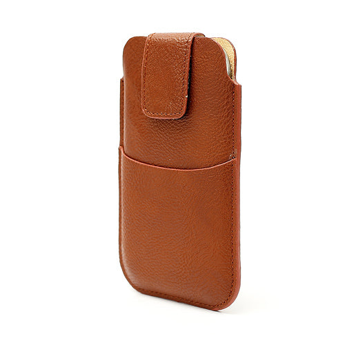 Leahter Pouch Case with Soft Buckle for Samsung Galaxy S 3 III i9300 S4 i9500 i9250 For LG E960 - Brown