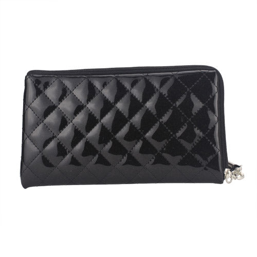 Glittering 16.5 * 9.5cm Soft Zipper Leather Pouch Case for Samsung Galaxy Note 2 / II N7100 etc. - Black