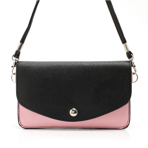 Two-tone Mini Woman Leather Purse Bag w/ Wrist Strap & Shoulder Strap for Samsung Galaxy S4 i9500 / S3 i9300 / Note 2 N7100 - Black