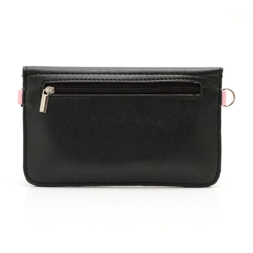 Two-tone Mini Woman Leather Purse Bag w/ Wrist Strap & Shoulder Strap for Samsung Galaxy S4 i9500 / S3 i9300 / Note 2 N7100 - Black