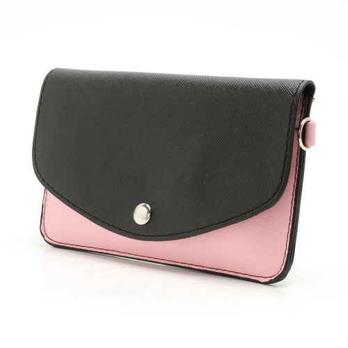 Two-tone Mini Woman Leather Purse Bag w/ Wrist Strap & Shoulder Strap for Samsung Galaxy S4 i9500 / S3 i9300 / Note 2 N7100 - Black