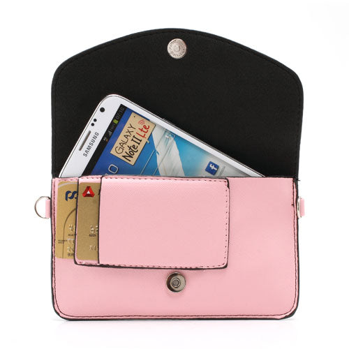 Two-tone Mini Woman Leather Purse Bag w/ Wrist Strap & Shoulder Strap for Samsung Galaxy S4 i9500 / S3 i9300 / Note 2 N7100 - Black
