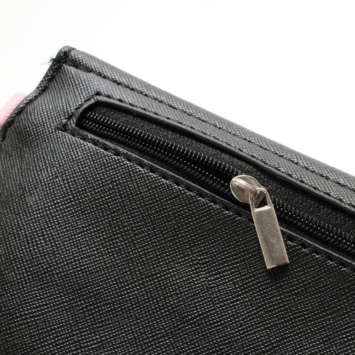 Two-tone Mini Woman Leather Purse Bag w/ Wrist Strap & Shoulder Strap for Samsung Galaxy S4 i9500 / S3 i9300 / Note 2 N7100 - Black