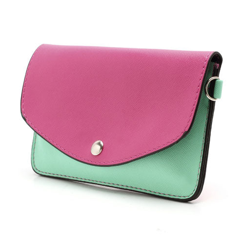 Two-tone Mini Woman Leather Purse Bag w/ Wrist Strap & Shoulder Strap for Samsung Galaxy S4 i9500 / S3 i9300 / Note 2 N7100 - Rose