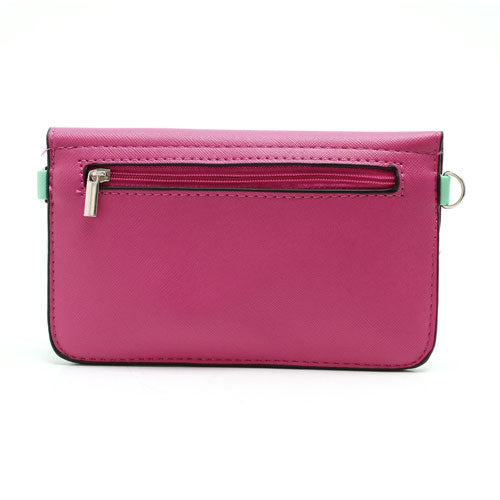 Two-tone Mini Woman Leather Purse Bag w/ Wrist Strap & Shoulder Strap for Samsung Galaxy S4 i9500 / S3 i9300 / Note 2 N7100 - Rose
