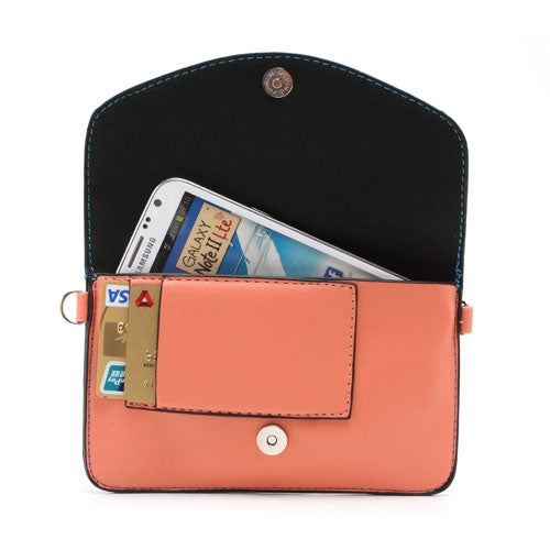 Two-tone Mini Woman Leather Purse Bag w/ Wrist Strap & Shoulder Strap for Samsung Galaxy S4 i9500 / S3 i9300 / Note 2 N7100 - Blue