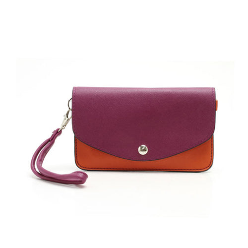 Two-tone Mini Woman Leather Purse Bag w/ Wrist Strap & Shoulder Strap for Samsung Galaxy S4 i9500 / S3 i9300 / Note 2 N7100 - Purple