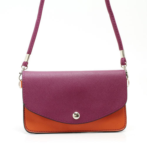 Two-tone Mini Woman Leather Purse Bag w/ Wrist Strap & Shoulder Strap for Samsung Galaxy S4 i9500 / S3 i9300 / Note 2 N7100 - Purple