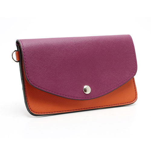 Two-tone Mini Woman Leather Purse Bag w/ Wrist Strap & Shoulder Strap for Samsung Galaxy S4 i9500 / S3 i9300 / Note 2 N7100 - Purple