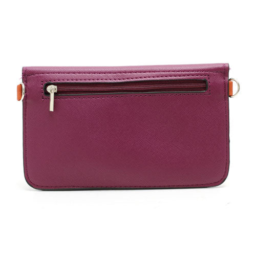 Two-tone Mini Woman Leather Purse Bag w/ Wrist Strap & Shoulder Strap for Samsung Galaxy S4 i9500 / S3 i9300 / Note 2 N7100 - Purple