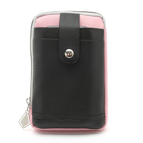 Zipper Around Three Slots Wallet Phone Pouch Bag for Samsung Galaxy S4 i9500 S III I9300 Mega 5.8 I9150 iPhone SE 5s 5 5c- Black